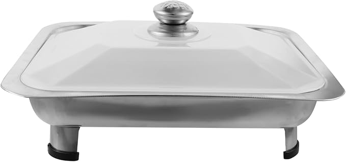 Alipis Stainless Steel Platter Box Lid Divided Serving Tray Buffet Plate Easy to Clean Round Corner Design Visual Cover