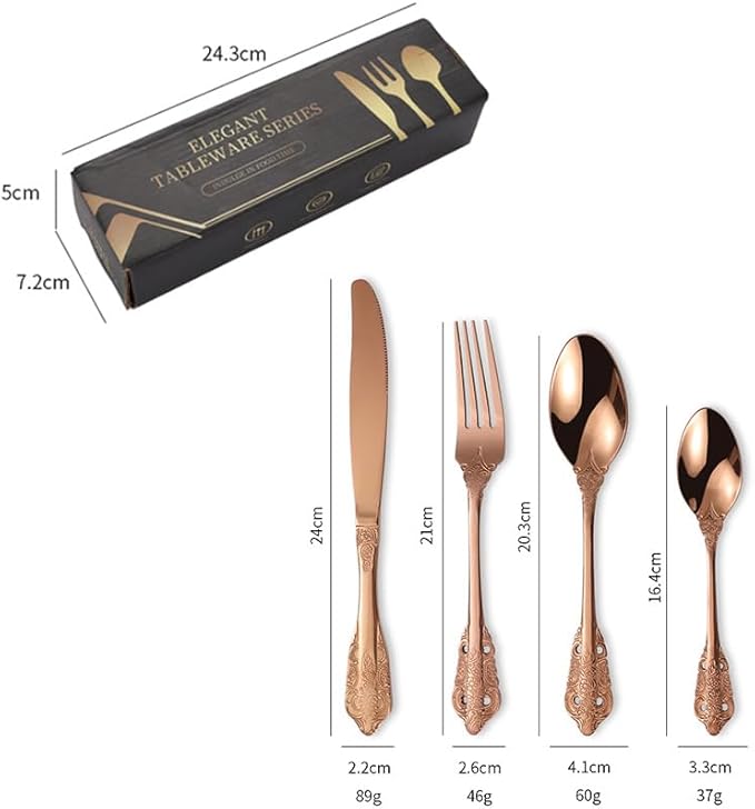 Stainless Steel Flatware serving set,Home Kitchen Eating Tableware Set,Dishwasher Safe,For Home Kitchen Restaurant Hote 4/16/24/32/40/48pcs 304 Embossed Palace Stainless Steel Cutlery Set Thickened St