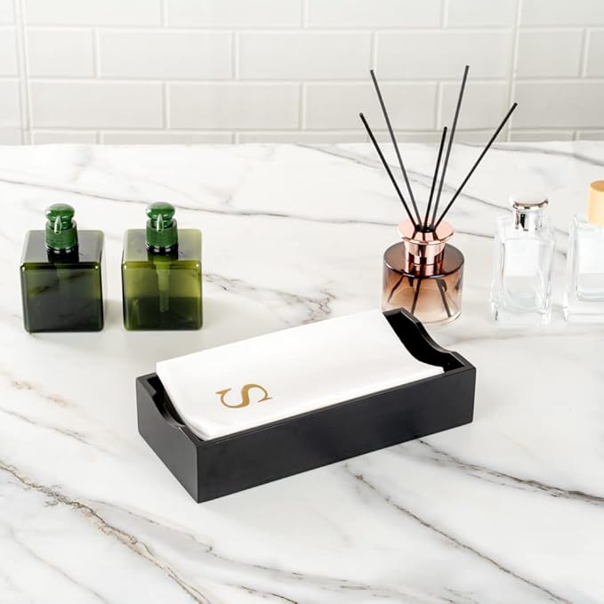 Luxenap 15.8 X 7.9 Inch Linen-Feel Guest Towels, 2000 Lettered Hand Towels - Gold Letter 'S', Sans Serif Font, White Paper Dinner Napkins, airlaid, For Restrooms And Tables