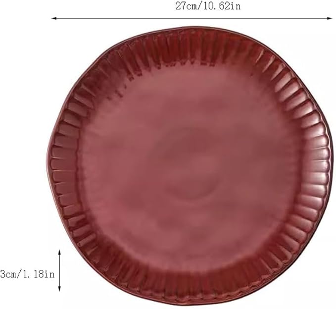 SONGCHAO Party Supplies Red Plate Ceramic Dish Plate Home Moving Tableware Festive Dinner Plate Party Plates (Size : Large)
