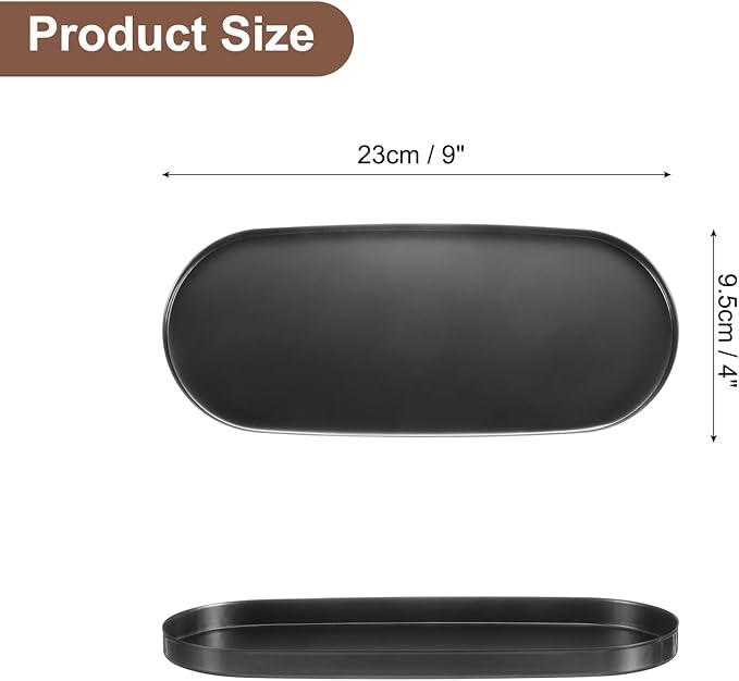 uxcell Rectangle Serving Trays, 4 x 9inch Metal Serving Platter Board Bathroom Tray for Coffee Party Home Decor Cheese Dish Cake Dessert, Black