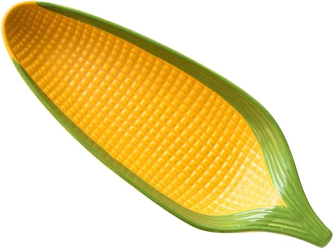 PRETYZOOM Corn Cob Dish Ceramic Plates Unique Handpainted Corn Shape Serving Dishes for Appetizers Desserts and Snacks Whimsical Tableware for Dinner Parties