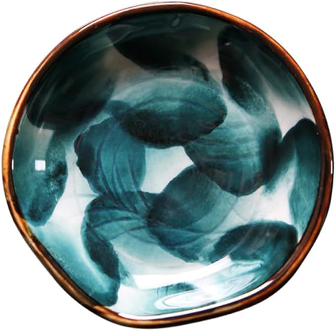 2pcs Retro Handpainted Ceramic Plate Small Dish for Chips Dip Seasoning Tray Appetizer Plate Sauce