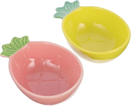 ABOOFAN 2pcs Pineapple Shape Ceramic Seasoning Dish Set Food Sauce Plates for Appetizers Versatile Flavor Dishes for Home Use for Soy Sauce and Vinegar