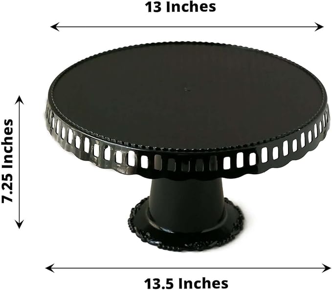 Efavormart 4 Pack | 13" Black Round Pedestal Footed Reusable Plastic Cupcake Stands with Interchangeable Ribbon Trim Edge