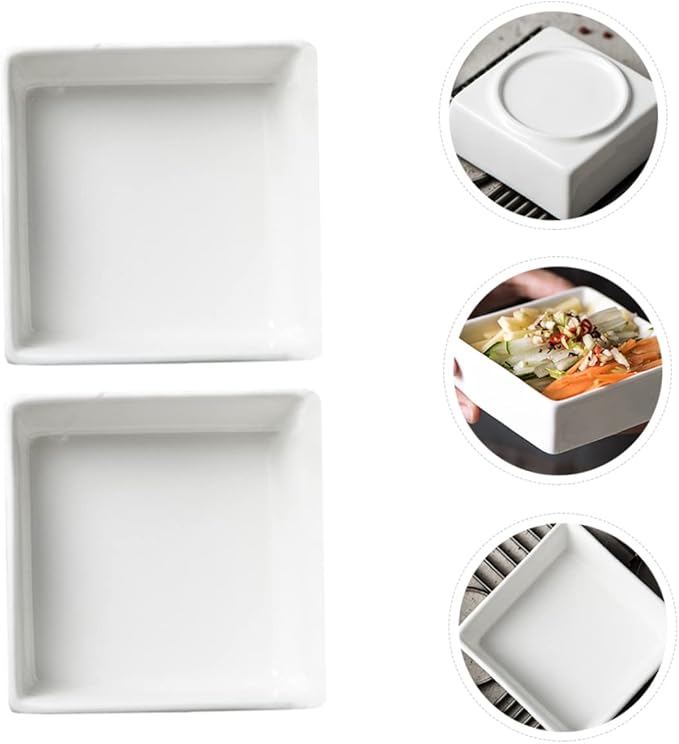 2pcs Ceramic Bowl Mini Square Dishes for Serving Banchan Seasoning Sauce Appetizer Dipping