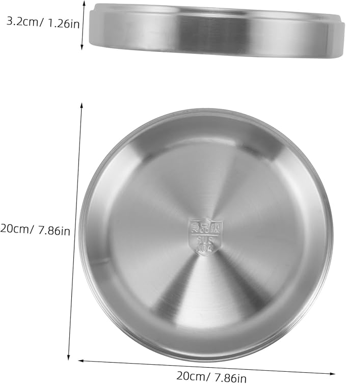 LIFKOME Stackable Stainless Steel Griddle Plate Multi Function Round Serving Tray for Prep Food for Outdoor Grills Picnics and Home Kitchens Elegant Design