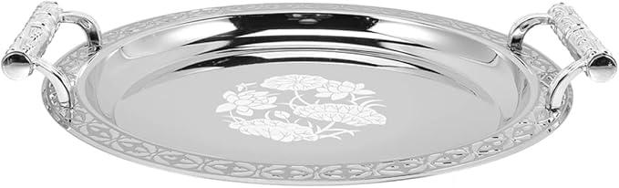 PRETYZOOM Tea Serving Tray with Elegant Floral Design Fruit Plate for Parties and Gatherings Decorative Storage Dish