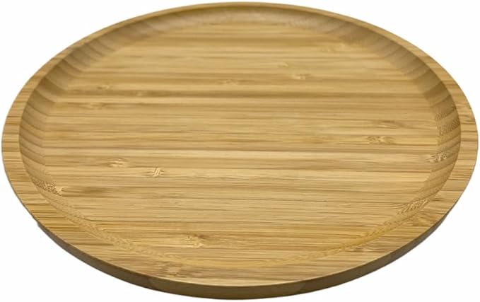Wood Vanity Tray, Bathroom Counter Solid Bamboo Organizer, Toilet Tank Top Wooden Serving Plate for Dinner Tea Coffee (Natural Bamboo Color, 9.8 x 9.8 inch)