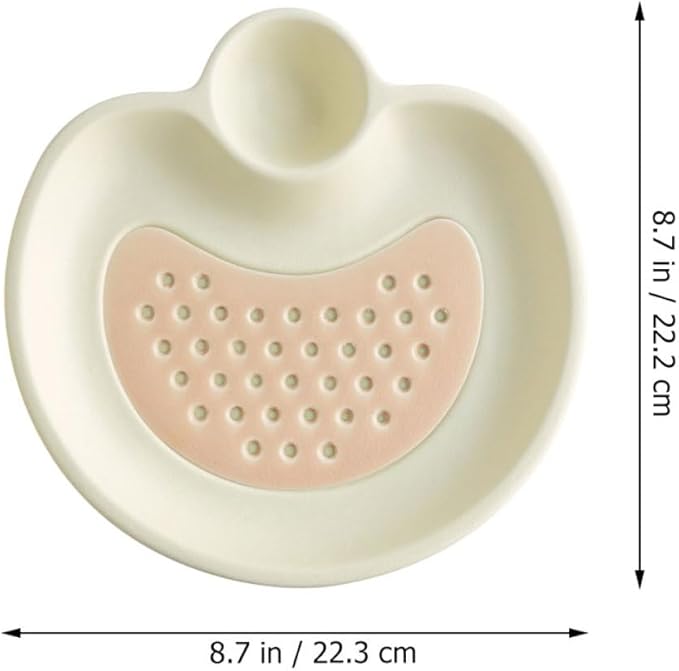 Luxshiny Ceramic Dipping Plate Dumpling Serving Tray Sauce Compartment Oval Shape Kitchen Plate