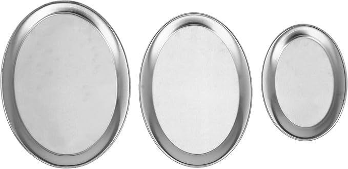 Dessert Tray, 3pcs Stainless Steel Dessert Tray Mirror Polishing Process Snack Jewelry Display Tray Serving Tray for Home Cafe (Silver)
