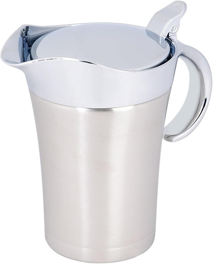 Gravy Boat with Lid, Double Wall 304 Stainless Steel Thermal Gravy Pot Serving Jug (750ml)