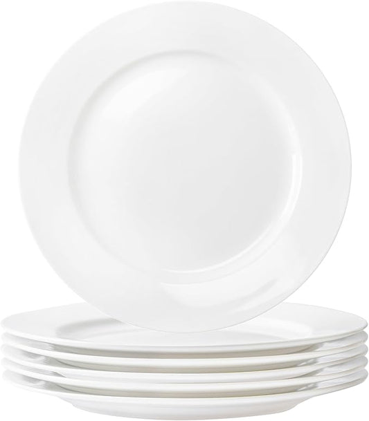 White Salad Plates Set of 4, 8 Inch Ceramic Plates (20 cm) – White Porcelain Appetizer & Dessert Plates for Kitchen, Salad, Snack & Everyday Use, Microwave & Dishwasher Safe