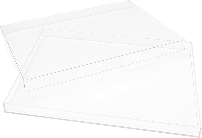 Acrylic Tray Bathroom Countertop Tray - Small Tray Organizer with Lid - 15”x11”x1” Toilet Tank Tray for Bathroom Storage Decorative Tray for Coffee Table, Bathroom Vanity & Room Décor