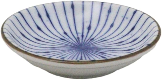 Ebros Gift Artistic Blue Waves Fubuki Tokusa Made In Japan Dinnerware Serveware Kitchenware Set Asian Japanese Restaurant Supply (Pack Of 6 Round Sauce Dish 1.5oz)