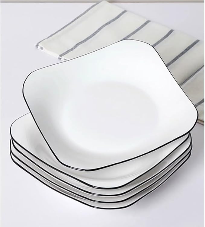 SONGCHAO Party Supplies 6 Square Plate Ceramic Household Dishes Creative Nordic Western Food Plate Deep Plate Fruit Plate Party Plates (Size : Small)