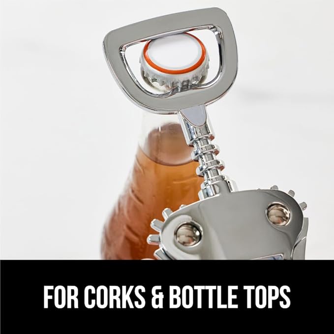 GORILLA GRIP BPA-Free Premium Wine Opener, Heavy Duty Zinc Alloy Wing Corkscrew, Multifunctional Bottle Openers Remove Corks, Caps, Easy to Use Sharp Cork Screw, Dishwasher Safe, Bar Essential, Red
