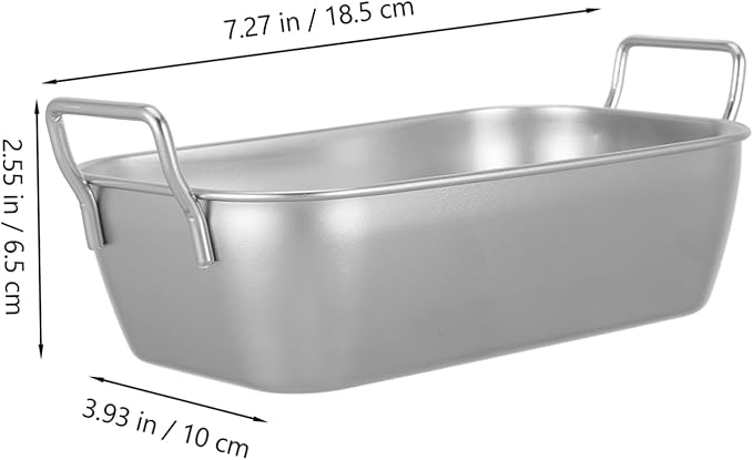 Unomor 4sets Stainless Steel Snack Containers Tray with Handle for Serving Fried Chicken Fries Snacks Easy to Clean Multi Purpose Storage Tray for Kitchen Parties 2pcs*4