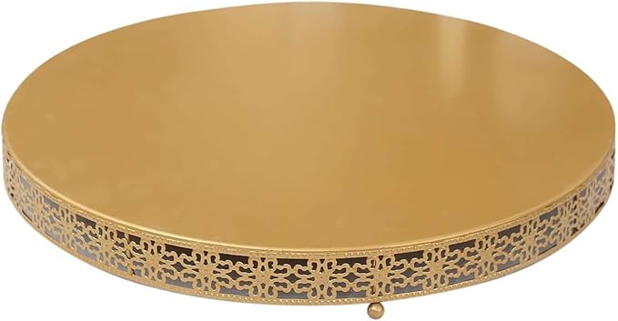 Efavormart Gold Metal Fleur De Lis Round Pedestal Cake Stands, Cupcake Dessert Display Stand Table Centerpiece - 20"