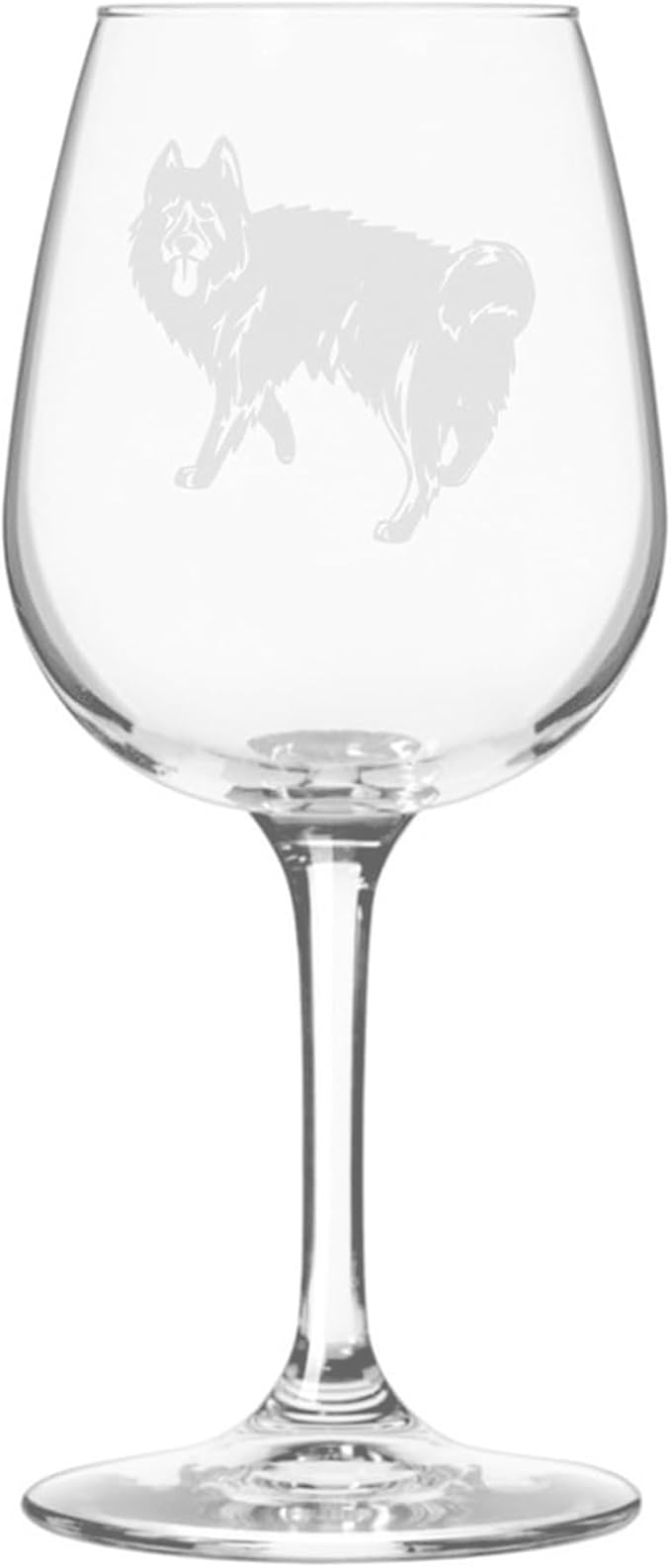 Etched Laser Art Black Norwegian Elkhound Personalized Dog Themed Etched 12.75oz Wine Glass Custom Dog Breed Wine Glasses for Pet Lovers, Unique Birthday Gift for Men & Women, Personalized Gift