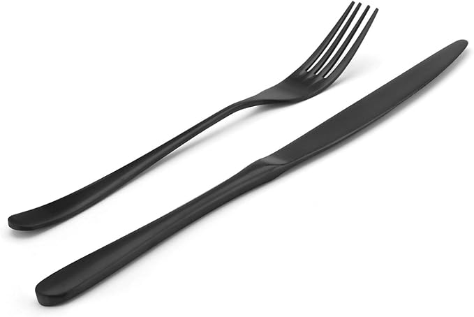 Matte Black Silverware Set, Bysta 20-Piece Stainless Steel Flatware Set, Kitchen Utensil Set Service for 4, Tableware Cutlery Set for Home and Restaurant, Satin Finish, Dishwasher Safe
