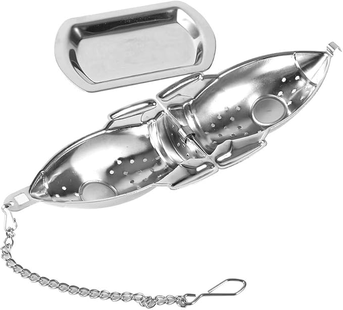 Stainless Steel Tea Strainer, Rocket Ship Tea Infuser with Chain, Rocket Shape Loose Tea Filter for Leaf Herbal Spice Brewing Steeping Home Teaware Accessories