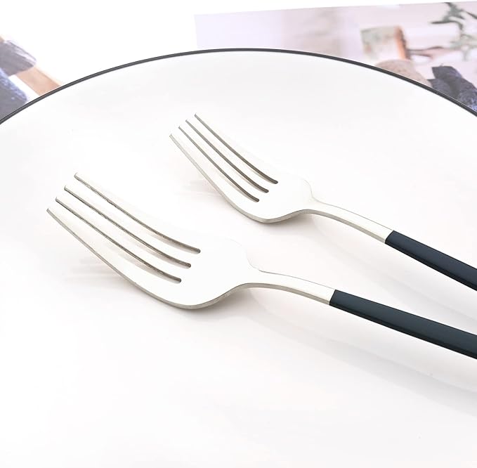 30-Piece Snplowum Mirror Flatware Serving Set, 18/0 Stainless Steel Dinnerware With Green Handle, Modern Durable Home Kitchen Eating Tableware Set Service For 6 (Green Silver)