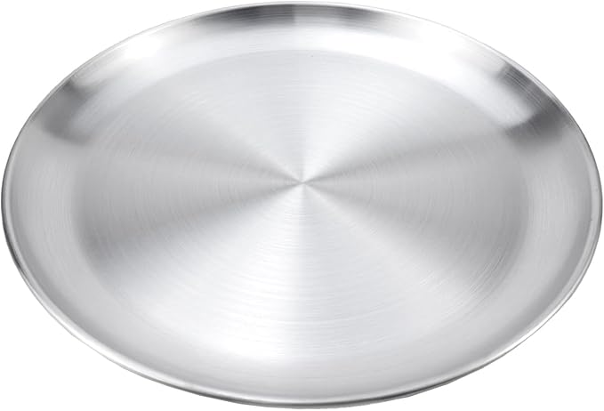 Antrader Silver Stainless Steel Tray,Round Serving Tray for Coffee Table Living Room,Bathroom