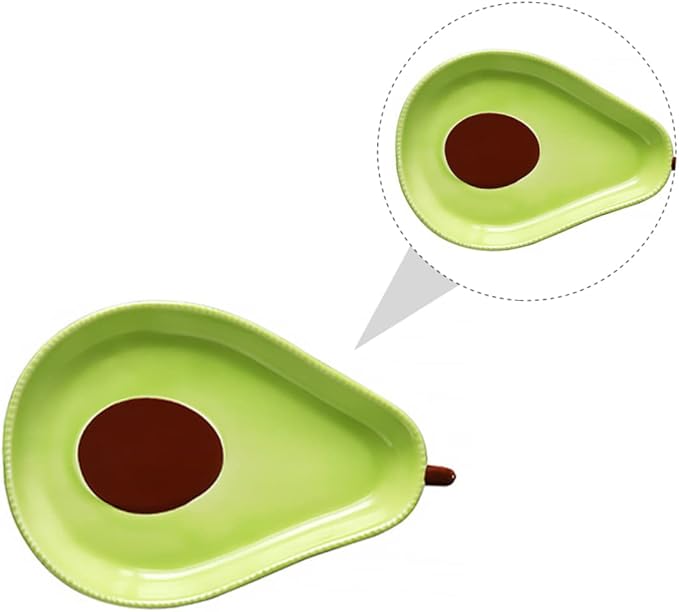 Avocado Shape Ceramic Appetizer Plate Food-Safe Microwave Safe Cute Design for Snacks Desserts Fruits Creative Tableware for Parties and Gatherings
