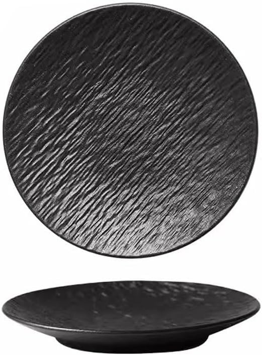 SONGCHAO Party Supplies Stone Grain Ceramic European Dinner Plate Light Luxury Steak Plate Salad Plate Ceramic Plate Flat Plate Shallow Plate Party Plates (Color : A, Size : Medium)