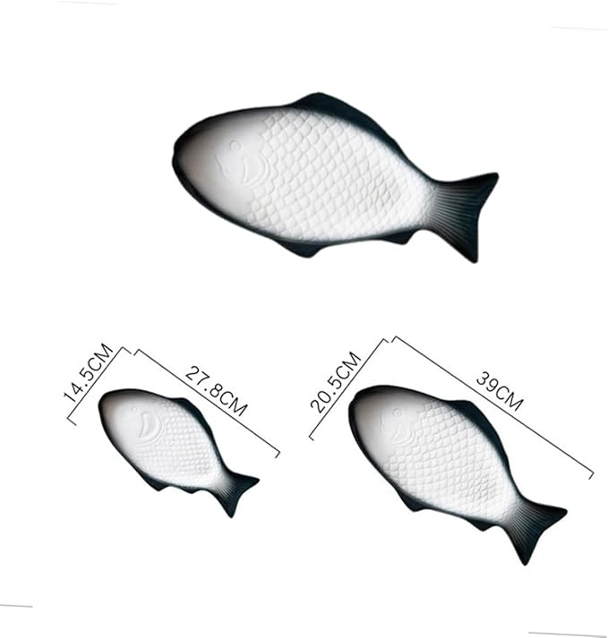 Zerodeko Ceramic Fish Shaped Dish Dark Green Creative Plate for Snacks Appetizers for Home Dining Parties and Restaurants Multi-functional Tableware