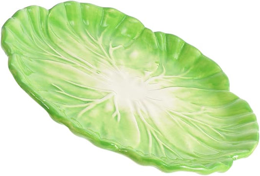 Custom Cabbage Plate Green Dish Set Stylish Ceramic Serving Platter for Home