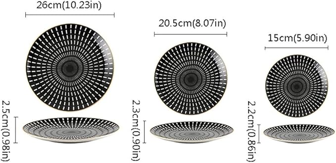 Kitchen Plates Dining Plate Ceramic Plate Sushi Plate Scratch-resistant Durable Porcelain Plate Soup Plate Ramen Bowl Restaurant Plates(B,Small)
