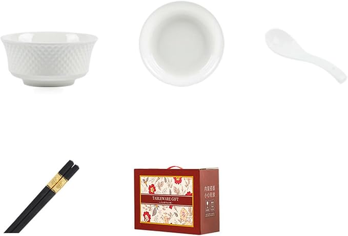Ceramic household underglaze dishes Nordic household pure white tableware-10 pieces for 2 people [ box]
