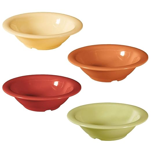 GET SP-B-127-COMBO Melamine Rimmed Cereal Bowl Pack of 4 Colors, 12 Ounce, Diamond Harvest (Set of 12)
