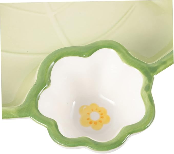 LIFKOME Stackable Ceramic Boy Girl's Plate Sections and Sauce Dishes for Snacks Fruits and Desserts Easy to Clean