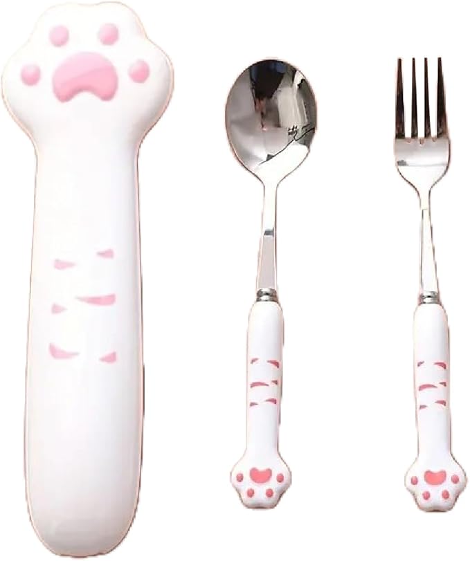 SEDLAV 3-Piece Stainless Steel Flatware Serving Sets - Silverware Set Includes Dinner Fork, Spoon, Chopsticks - Ergonomic Cutlery Set with Cat Claw Design - Ideal for Daily Use, Parties & Travel