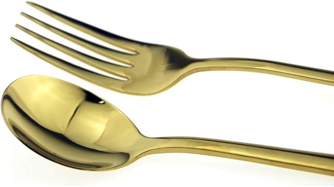 JASHII Mirror Polished Gold 20-Piece SUS304 Stainless Steel Flatware Set,Silverware Set Dinner Knife Fork Spoon Dessert Fork Salad Spoon Service for 4