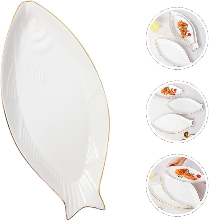 Fish Shaped Ceramic Plate Decorative Serving Tray for Appetizers Desserts Cheese