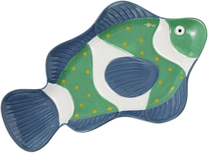 ABOOFAN Ceramic Fish Serving Plate Fish Shaped Dish for Sushi Sashimi and Appetizers Design for Home Restaurants and Parties Easy to Clean