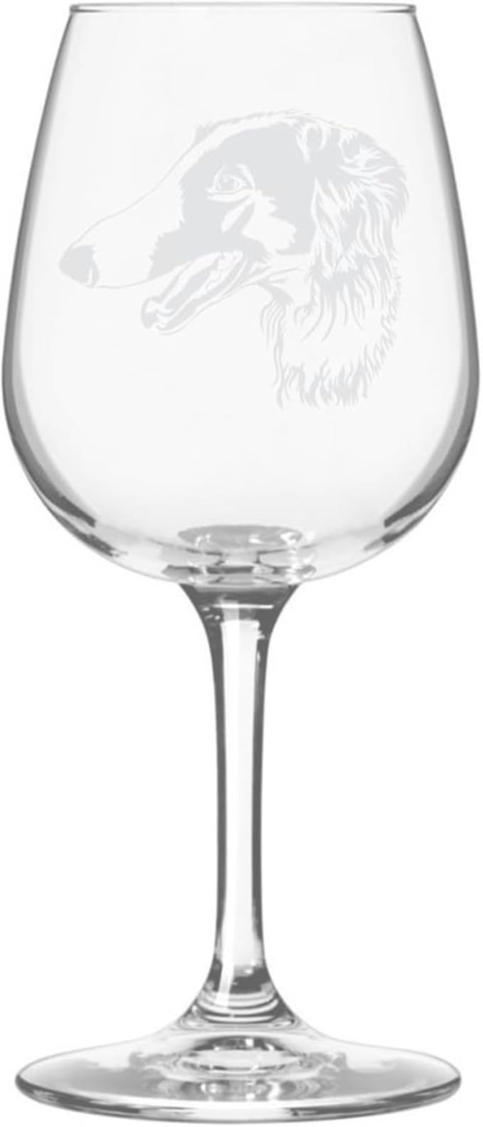 Etched Laser Art Borzoi Personalized Dog Themed Etched 12.75oz Wine Glass Custom Dog Breed Wine Glasses, Ideal for Pet Lovers, Unique Birthday Gift for Men & Women, Personalized Gift