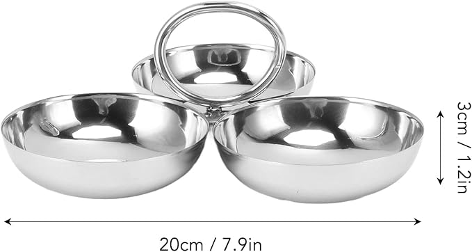 304 Stainless Steel Serving Plate, 3 IN 1 Fruit Bowl Snack Plate, Reusable Dessert Plates, Fruit Plate for Fridge, Simple Snack Tray, Portable Serving Tray for Home Kitchen Party(Mmol/L)