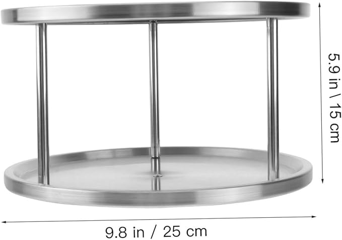 OUNONA Stainless Steel Seafood Snack Plate Double Serving Tray with Brackets Silver Texture for Home Kitchen Utensil Salad Fruit Cake Display