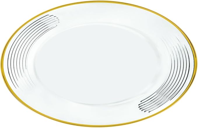 Barski Glass Charger Plate - with Gold Rim Border and Stroke Design on Rim of the Chargers -Set of 4 Charger Plates - for Wedding - Party - Celebration - 12.5" Diameter - Made in Europe