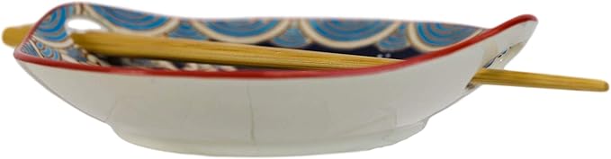 Ebros White Rabbits Jumping Over Black Moon Appetizer Snack Serving Coupe Plate Dish With Chopsticks And Built In Rest Set Small Flat Bowl For Hors D'oeuvres Sushi Ice Cream Serveware Plates (2)