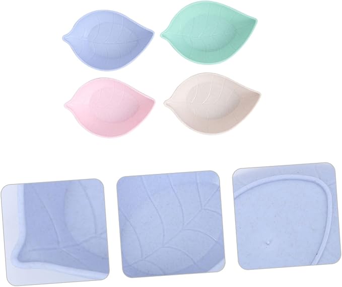 Luxshiny 16Pcs Leaves Shaped Appetizer Plates Multi Purpose Seasoning Dish for Condiments Snacks Vinegar Portable Kitchen Tableware for Home Restaurant Use Random Color