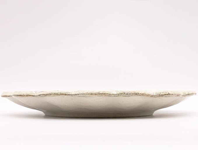 Utsuwaro-an Mino Ware 555-0018 Kaneko-Kohei Linker Plate, White, Kneeling Flowers, 9.4 Inches (24 cm) Diameter, for Curry, Pasta, Microwave and Dishwasher Safe, Made in Japan