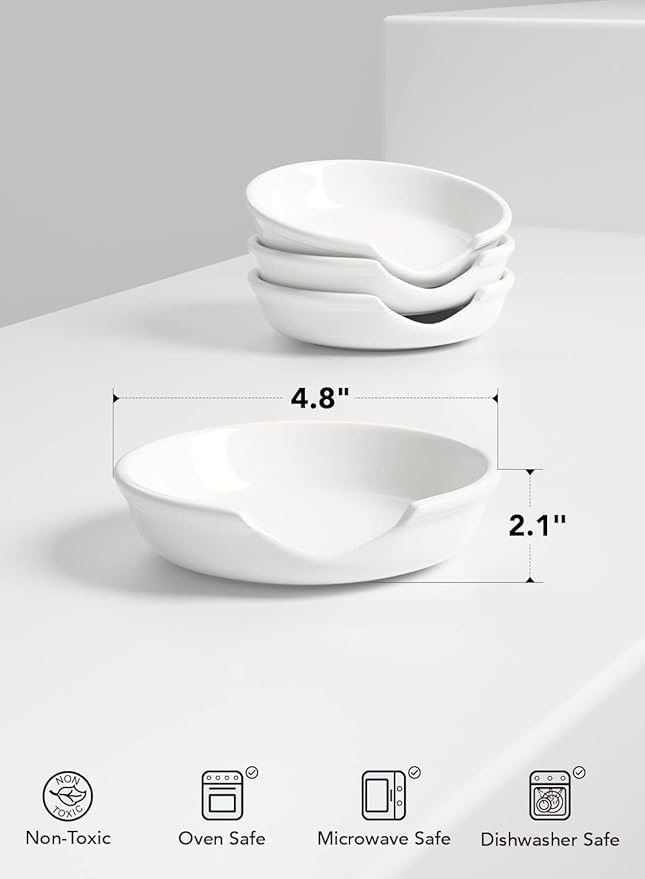 LE TAUCI Ceramic Spoon Rest, 4.8 Inch Spoon Rest for Stove Top, Spoon Holder for Kitchen Counter, Coffee Spoon rest, Utensil Rest for Cooking, True White
