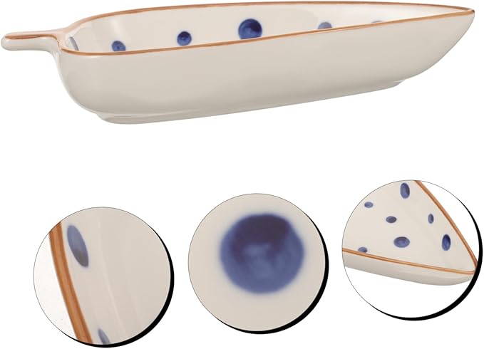 Alipis Ceramic Leaf-shaped Appetizer Plate Hand-painted Dish for Dipping Sauces and Serving Snacks Versatile Tableware for Home and Restaurant Use