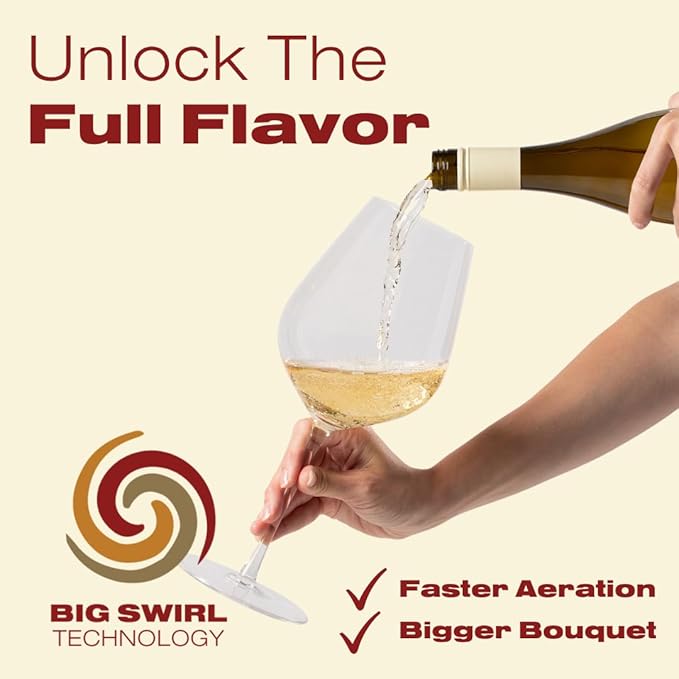 Imperial Giant Wine Glass - Premium Crystal Wine Glasses Set of 2 - Fits Entire 750 ml Bottle